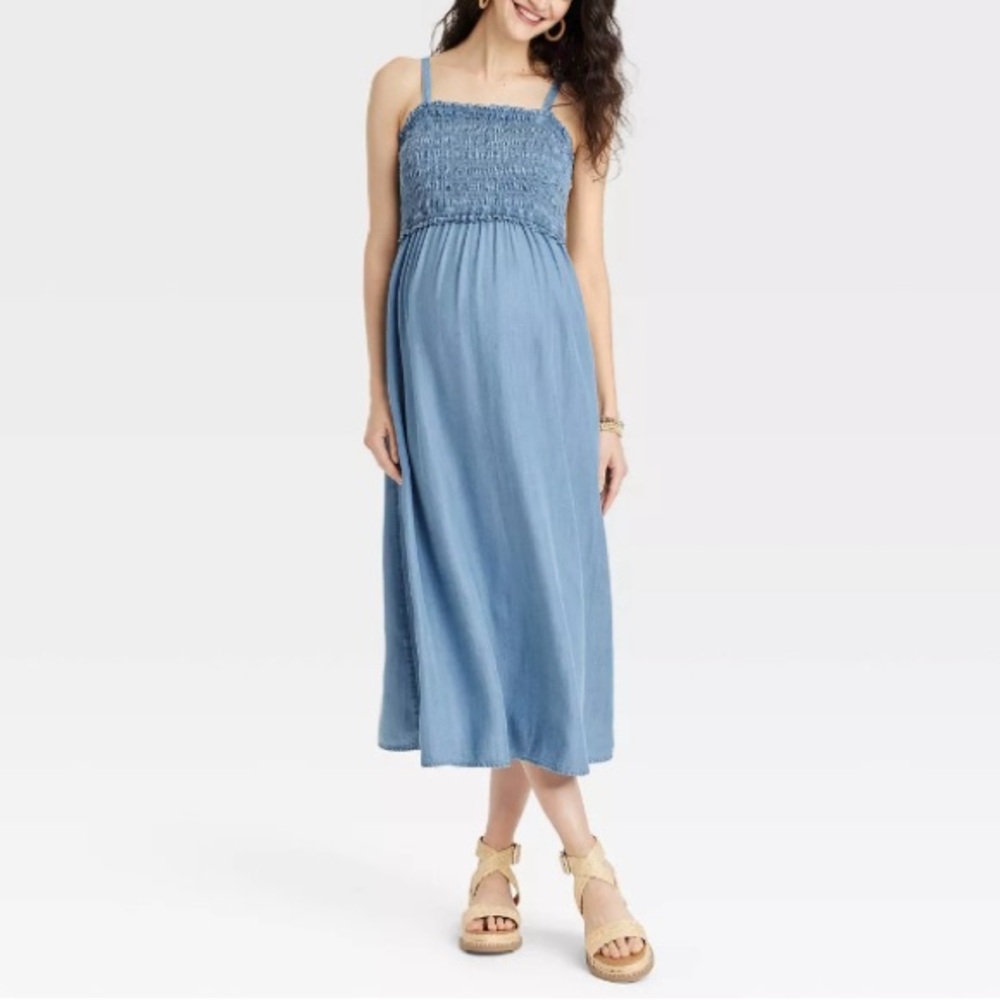 Isabel Maternity Smocked Midi Dress